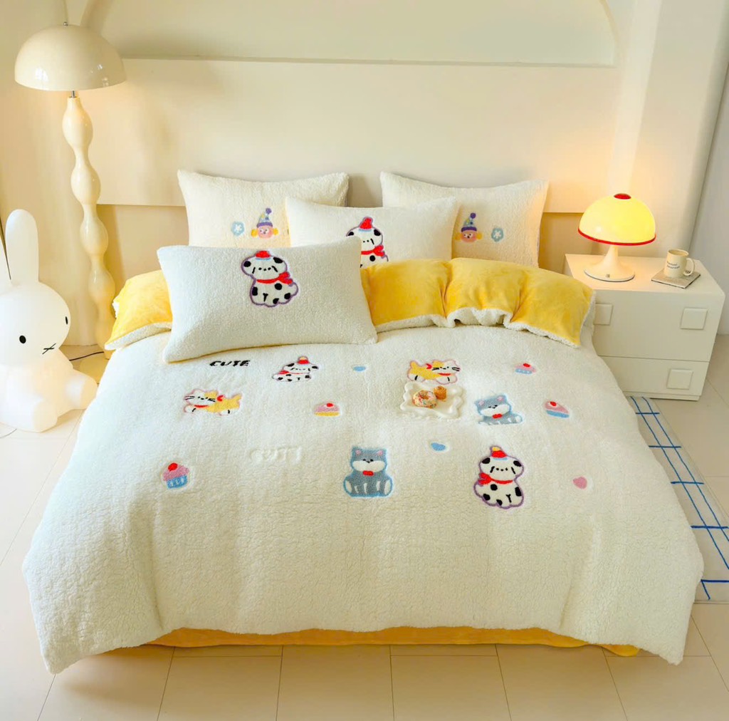 NỈ NHUNG- Set Nỉ nhung bông Thêu nổi full 7 màu