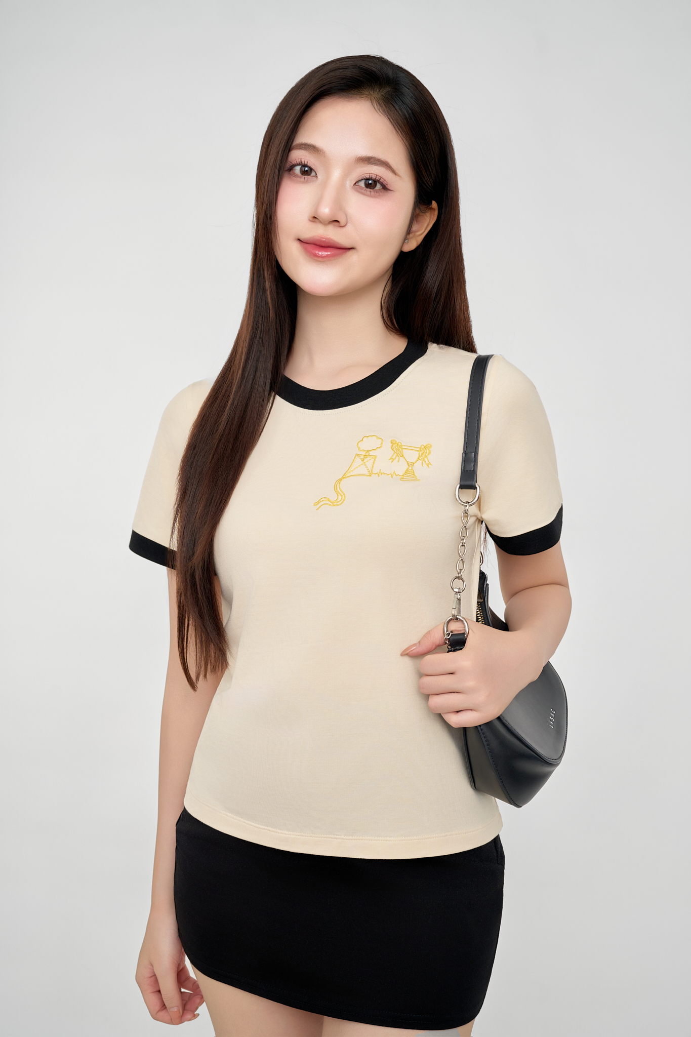 Áo Thun Nữ Bamboo Cổ Tròn Phối Bo Cá Tính