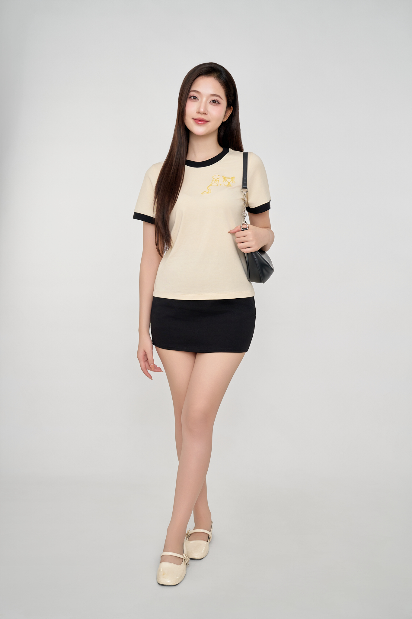 Áo Thun Nữ Bamboo Cổ Tròn Phối Bo Cá Tính