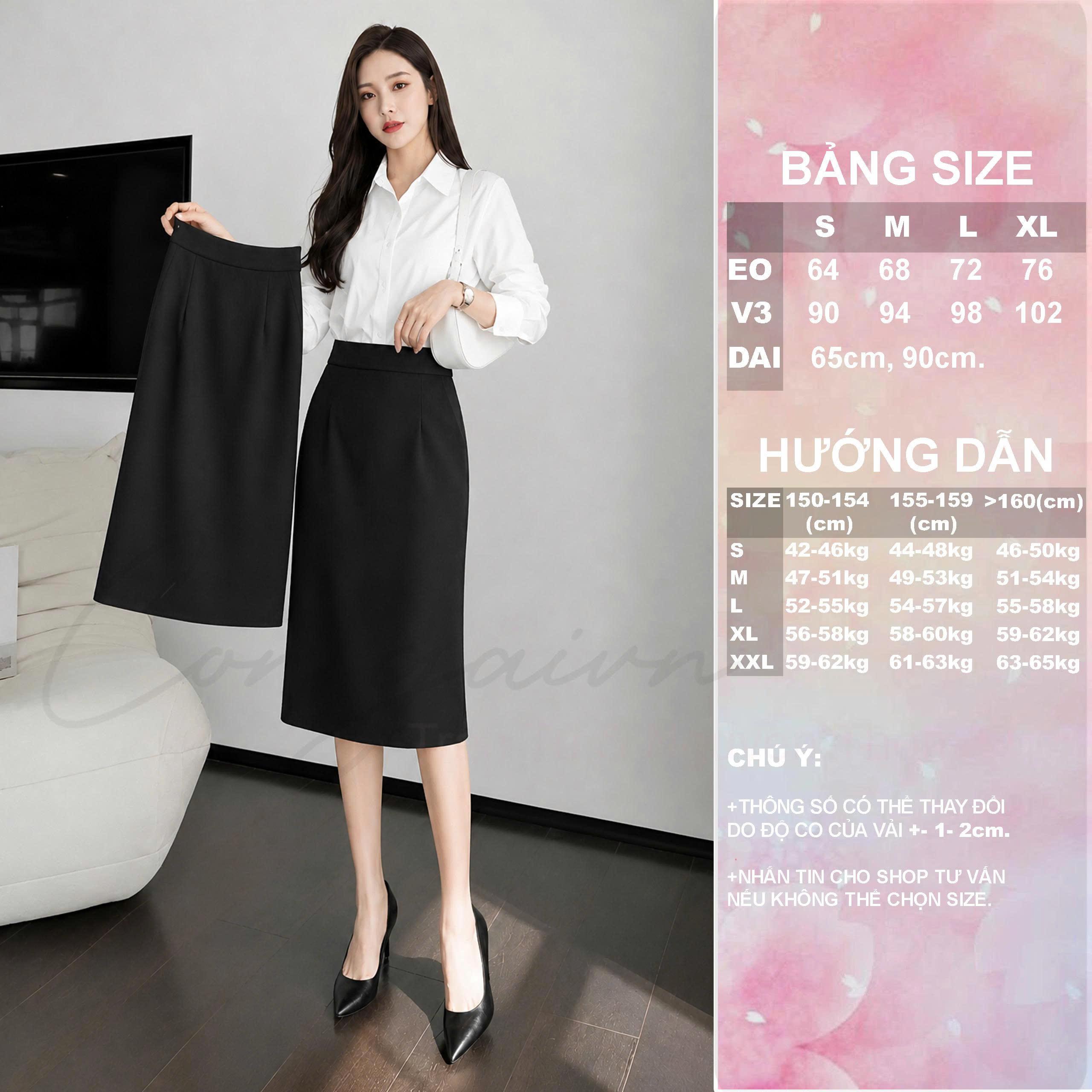 Chân Váy Cạp Cao Dáng Suông CV45 Vải Dày Đứng Form Tôn Dáng