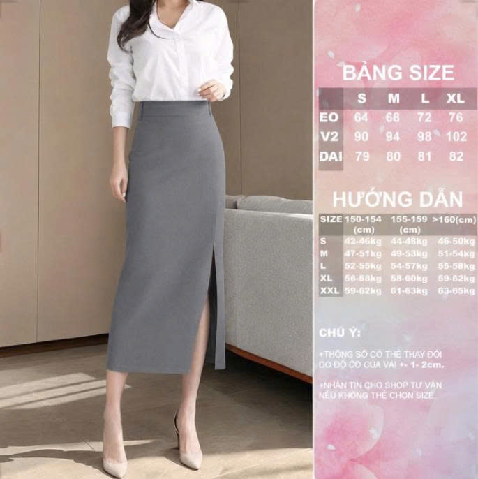 [ Congaivn ]Chân váy Bút chì, dáng dài, cạp cao tôn dáng, xẻ trước che bụng,CV04 chất đẹp dày dặn.
