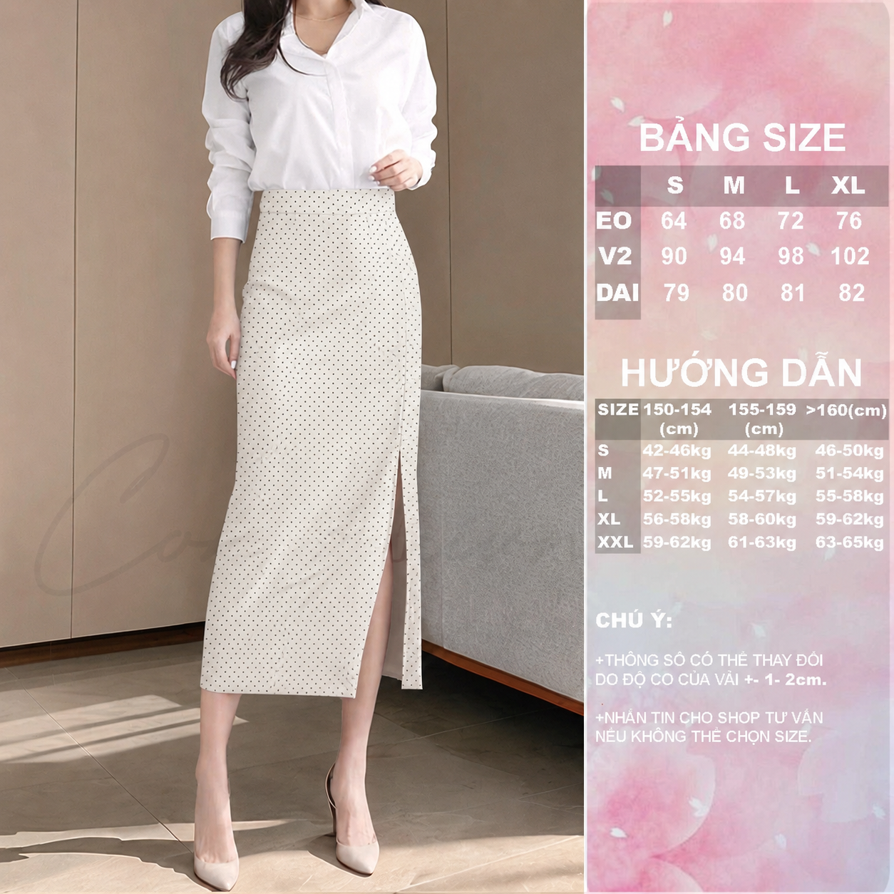 [ Congaivn ]Chân váy Bút chì, dáng dài, cạp cao tôn dáng, xẻ trước che bụng,CV04 chất đẹp dày dặn.