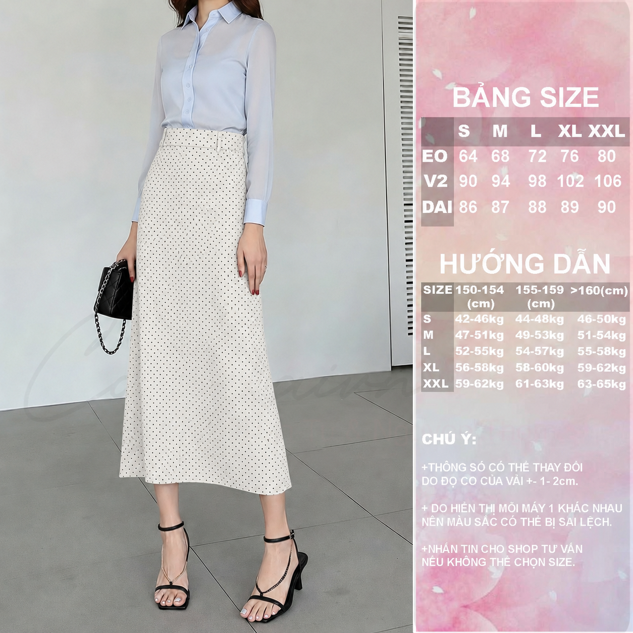 Chân Váy Cạp Cao Dáng A Dài CV40 Vải Dày Đứng Form Tôn Dáng