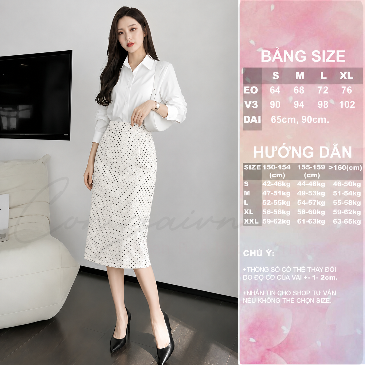 Chân Váy Cạp Cao Dáng Suông CV45 Vải Dày Đứng Form Tôn Dáng