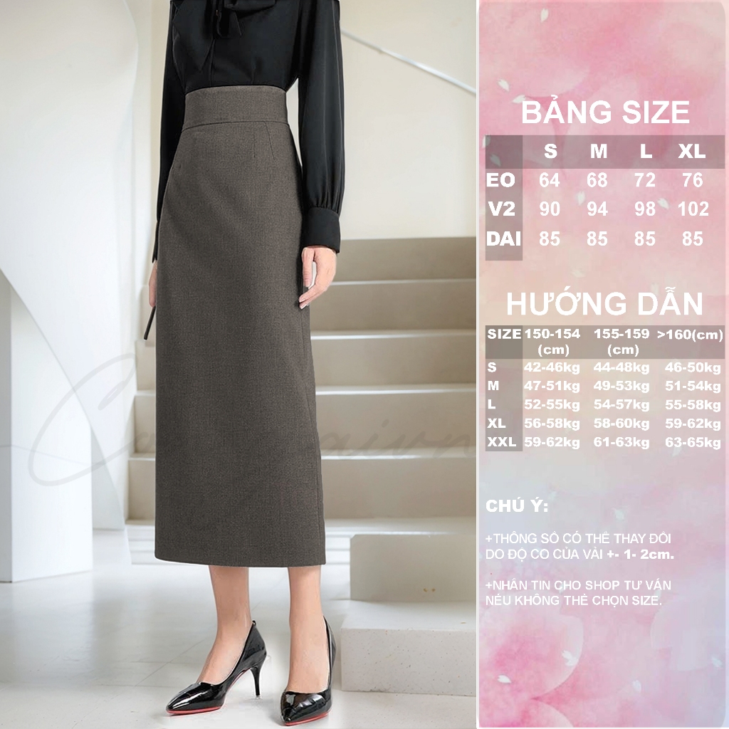 [ Congaivn ]Chân váy xuông, dáng dài, cạp cao 7,5cm tôn dáng,che bụng,CV34 chất đẹp dày dặn.
