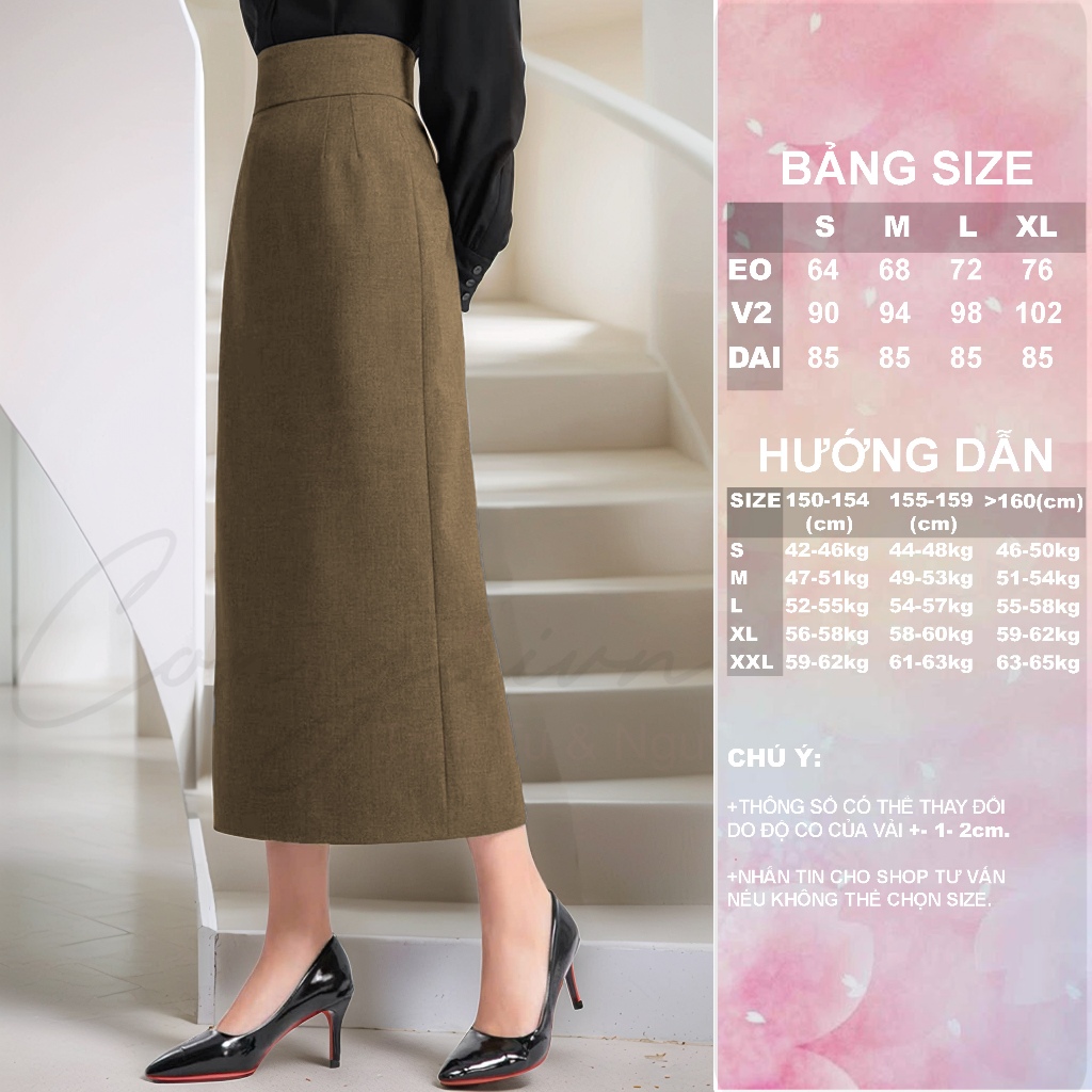 [ Congaivn ]Chân váy xuông, dáng dài, cạp cao 7,5cm tôn dáng,che bụng,CV34 chất đẹp dày dặn.
