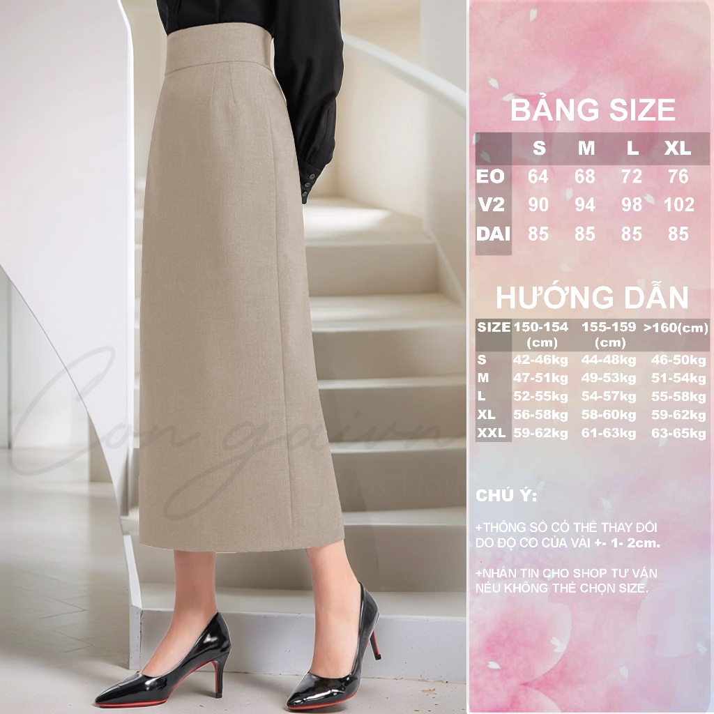 [ Congaivn ]Chân váy xuông, dáng dài, cạp cao 7,5cm tôn dáng,che bụng,CV34 chất đẹp dày dặn.