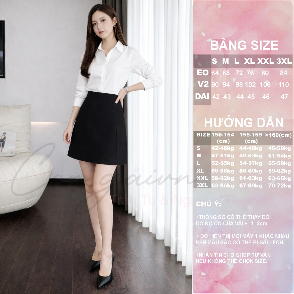 Chân Váy Chữ A Ngắn CVA1 Cạp Cao Có Quần Bảo Hộ Vải Kate Dày Mềm