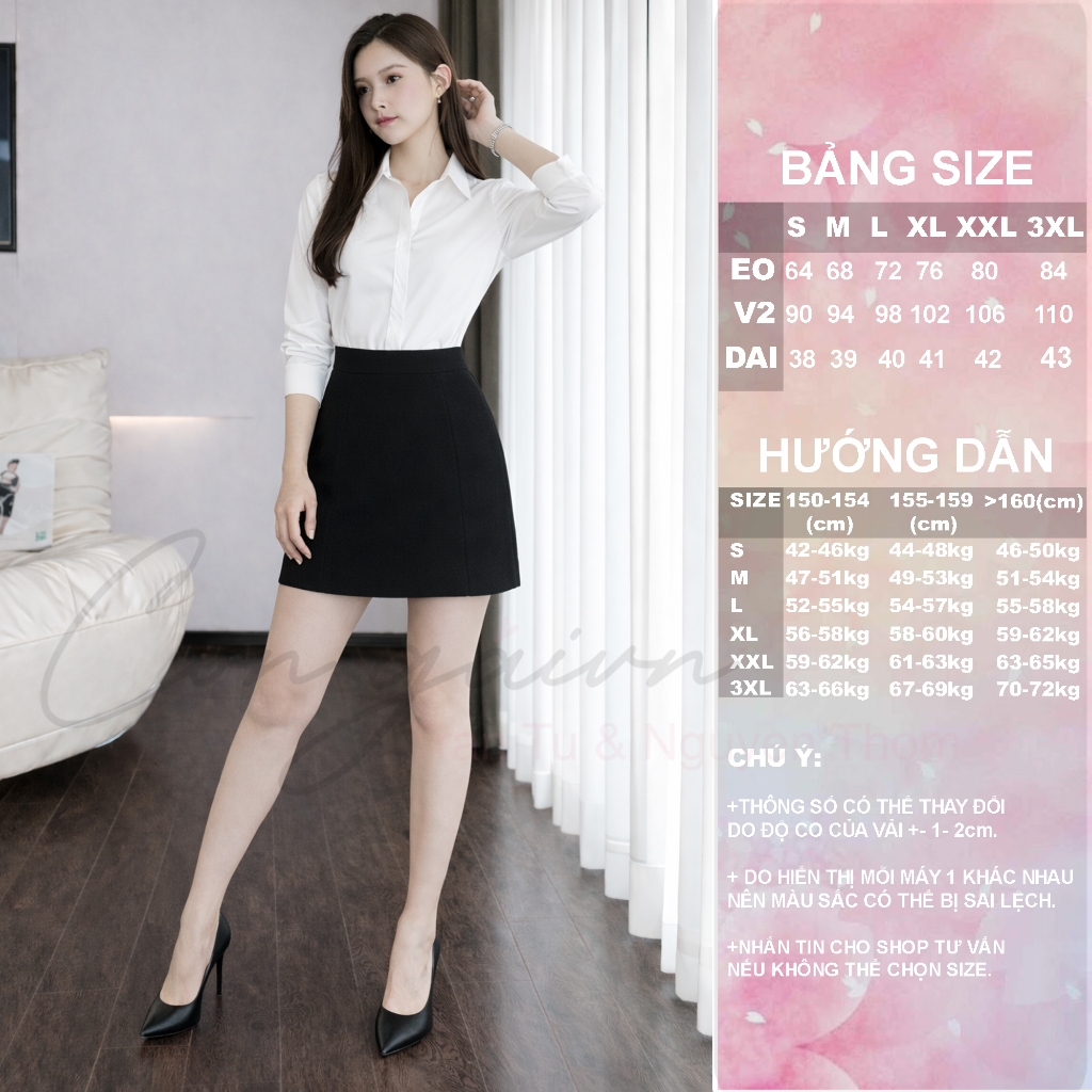 Chân Váy Chữ A Ngắn CVA2 Vải Kate Dày Mềm Có Quần Bảo Hộ