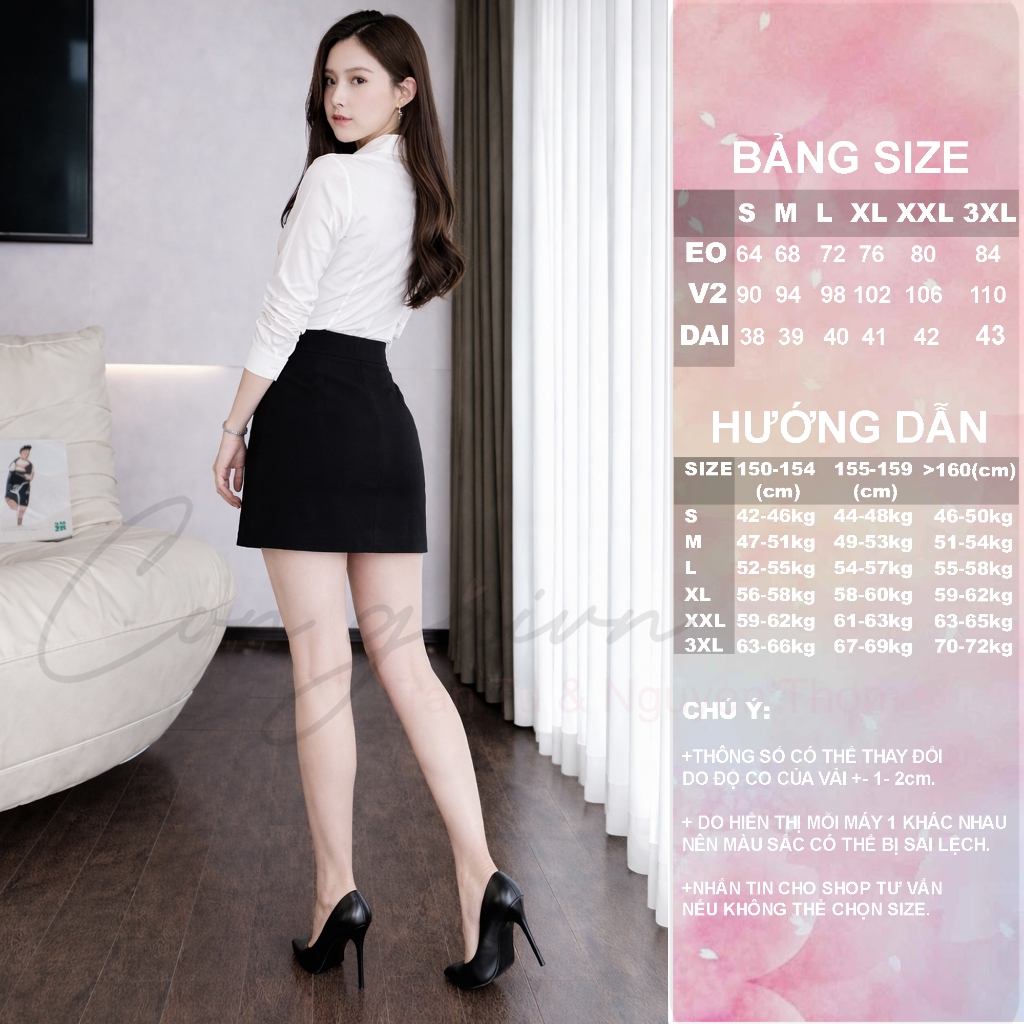 Chân Váy Chữ A Ngắn CVA2 Vải Kate Dày Mềm Có Quần Bảo Hộ
