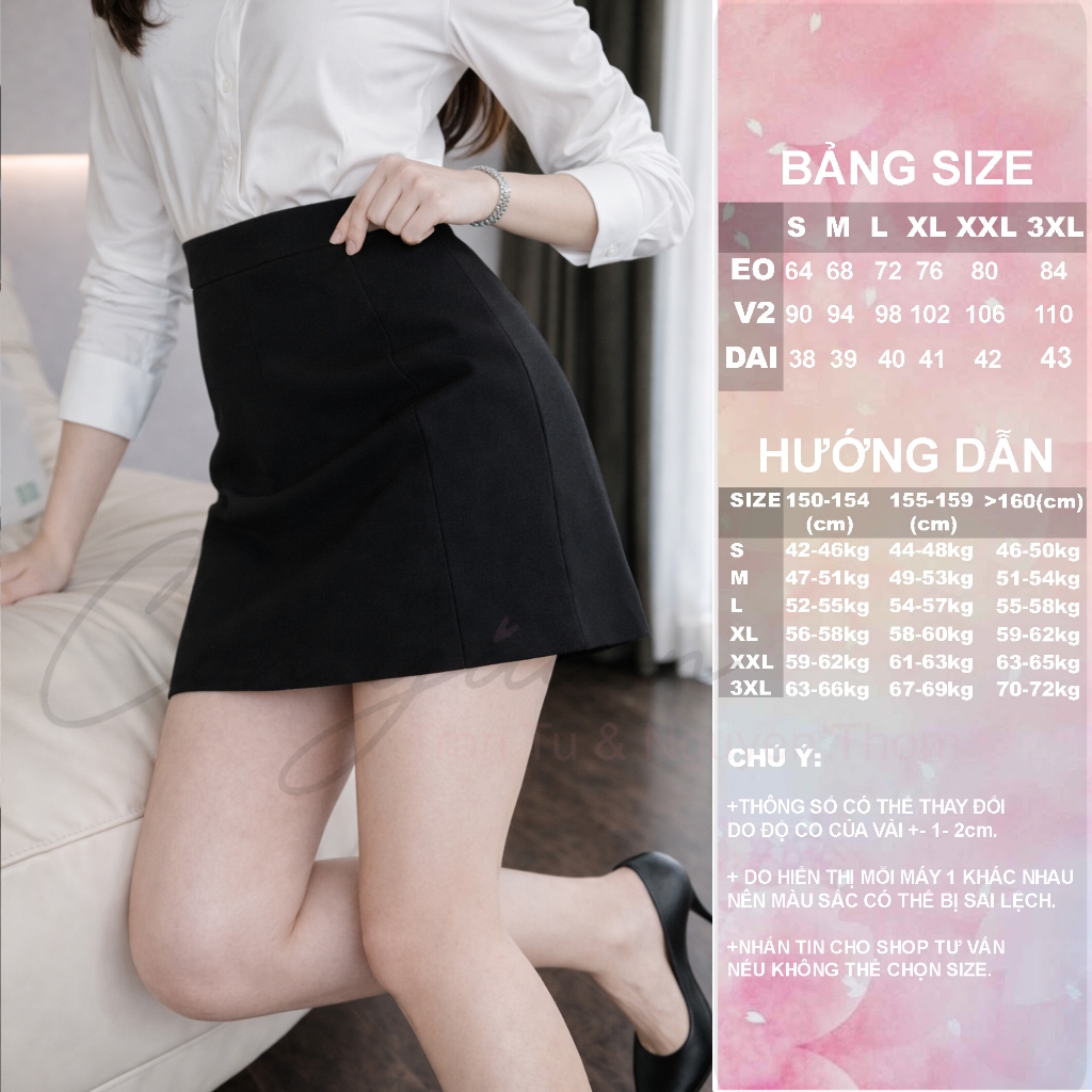 Chân Váy Chữ A Ngắn CVA2 Vải Kate Dày Mềm Có Quần Bảo Hộ