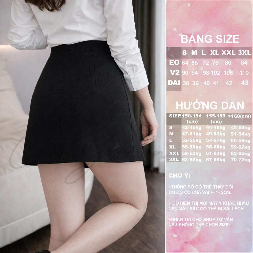 Chân Váy Chữ A Ngắn CVA2 Vải Kate Dày Mềm Có Quần Bảo Hộ
