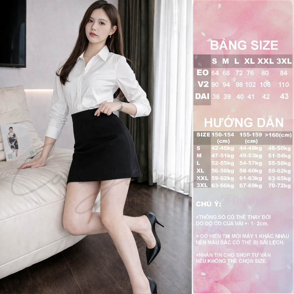 Chân Váy Chữ A Ngắn CVA2 Vải Kate Dày Mềm Có Quần Bảo Hộ