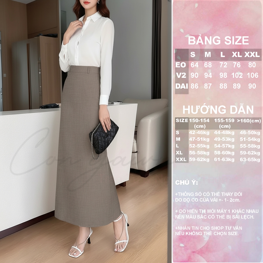 Chân Váy Cạp Cao Dáng A Dài CV40 Vải Dày Đứng Form Tôn Dáng