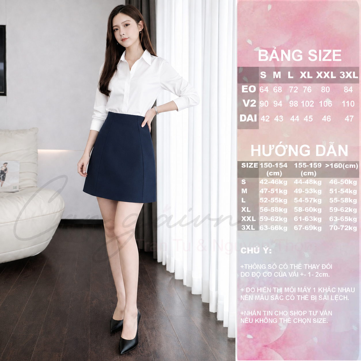 Chân Váy Chữ A Ngắn CVA1 Cạp Cao Có Quần Bảo Hộ Vải Kate Dày Mềm