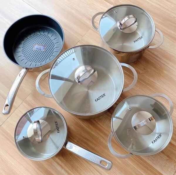 Bộ nồi chảo 5 món Inox 304 Faster Melody Cookware