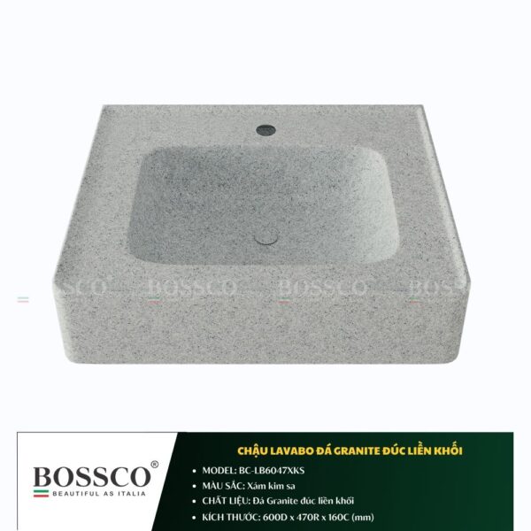 Chậu Lavabo Đá Granite Đúc Liền Khối BOSSCO BC-LB6047XKS