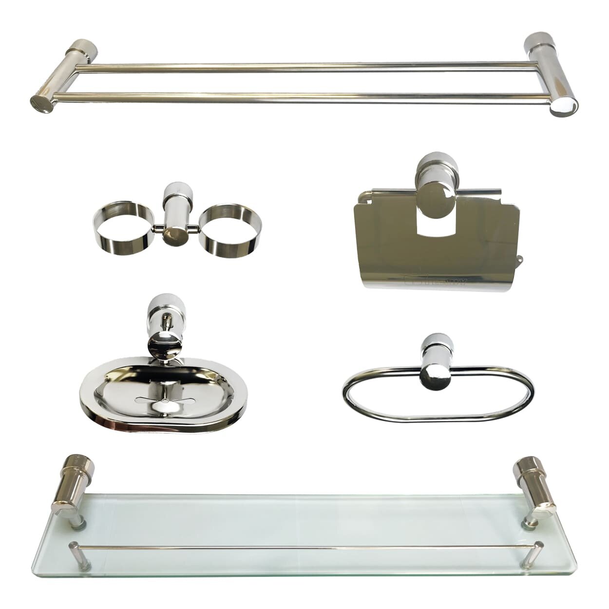 XẢ KHO - Bộ Phụ Kiện Phòng Tắm Inox 6 Món Teady PKG002