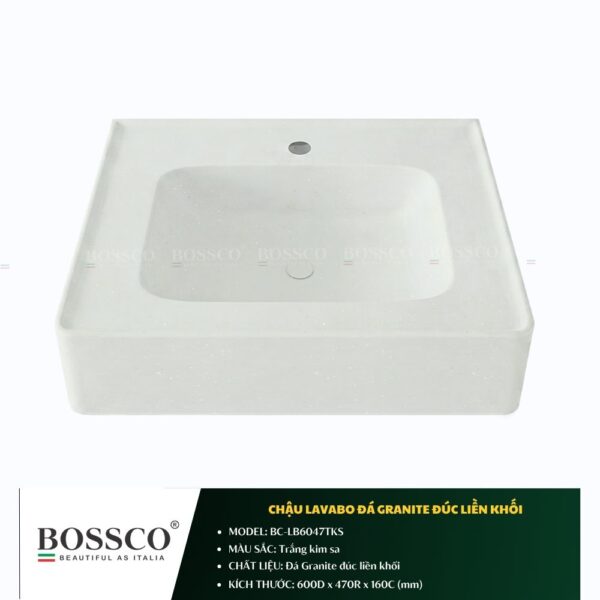 Chậu Lavabo Đá Granite Đúc Liền Khối BOSSCO BC-LB6047TKS