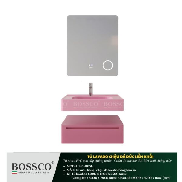 Bộ tủ lavabo chậu đá đúc liền khối BOSSCO BC-D05H