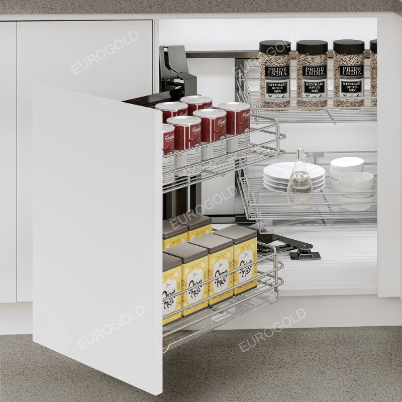 Kệ góc liên hoàn cánh trái Eurogold EPS101 - Inox 304 Nan Tròn