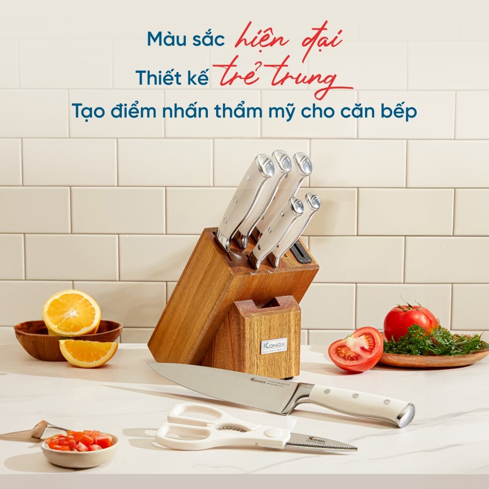 Bộ dao Konox Gouter 7 món – Thép Đức 1.4116 Cao Cấp