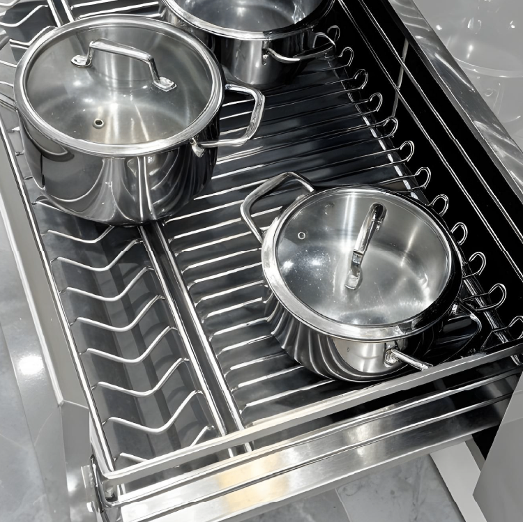 Giá Xoong Nồi Nan Oval SUS 304 GrandX XP.90M Cho Tủ Bếp Dưới 90cm