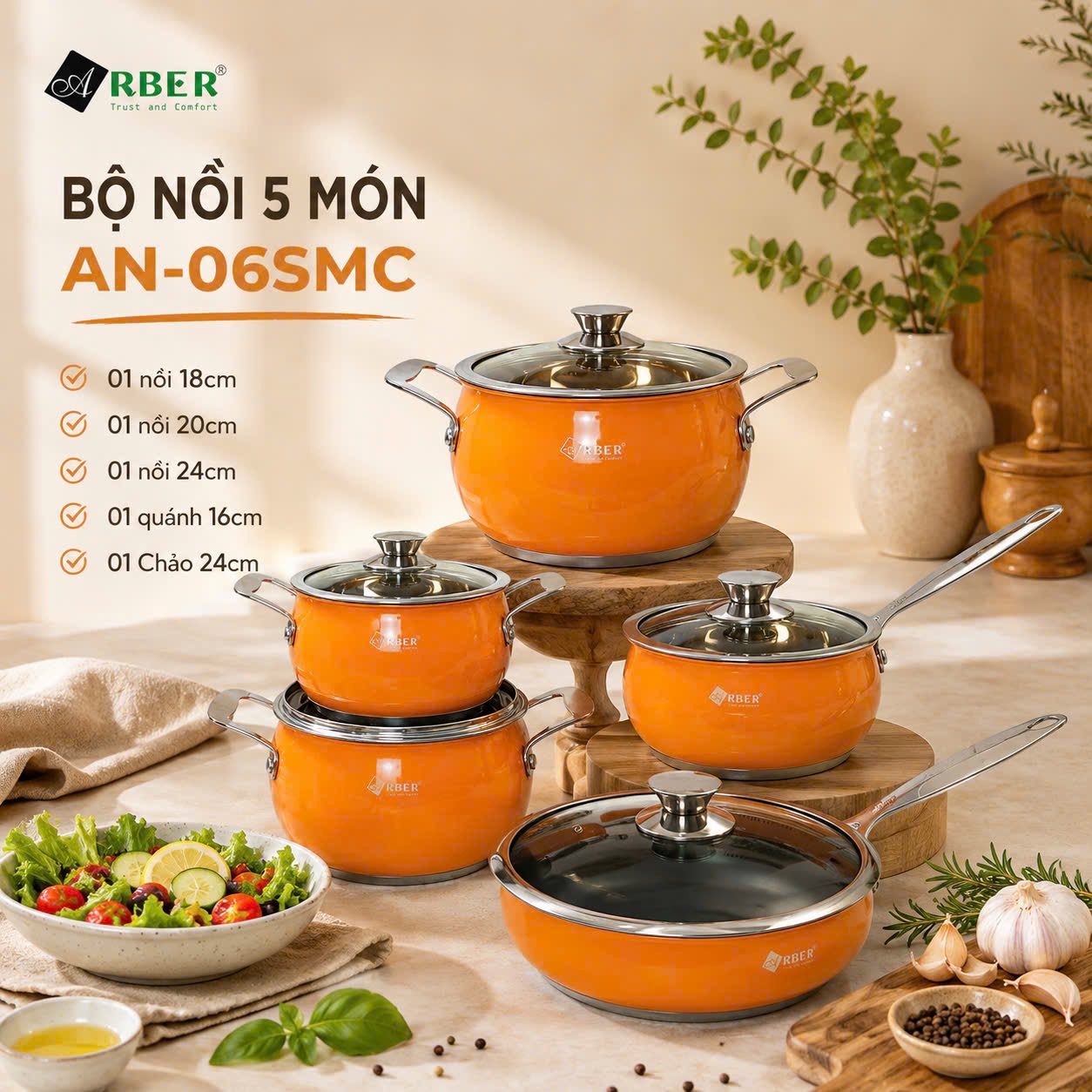 Bộ nồi inox AN06SMC Arber