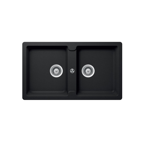 Chậu đá Hafele HS19-GEN2S90 570.36.300 – Chậu rửa bát 2 hố màu đen, chất liệu Granstone