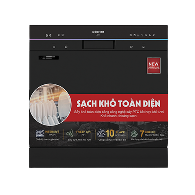 Máy rửa bát KOCHER X10 - 10 bộ - Sấy lưu trữ khí tươi.