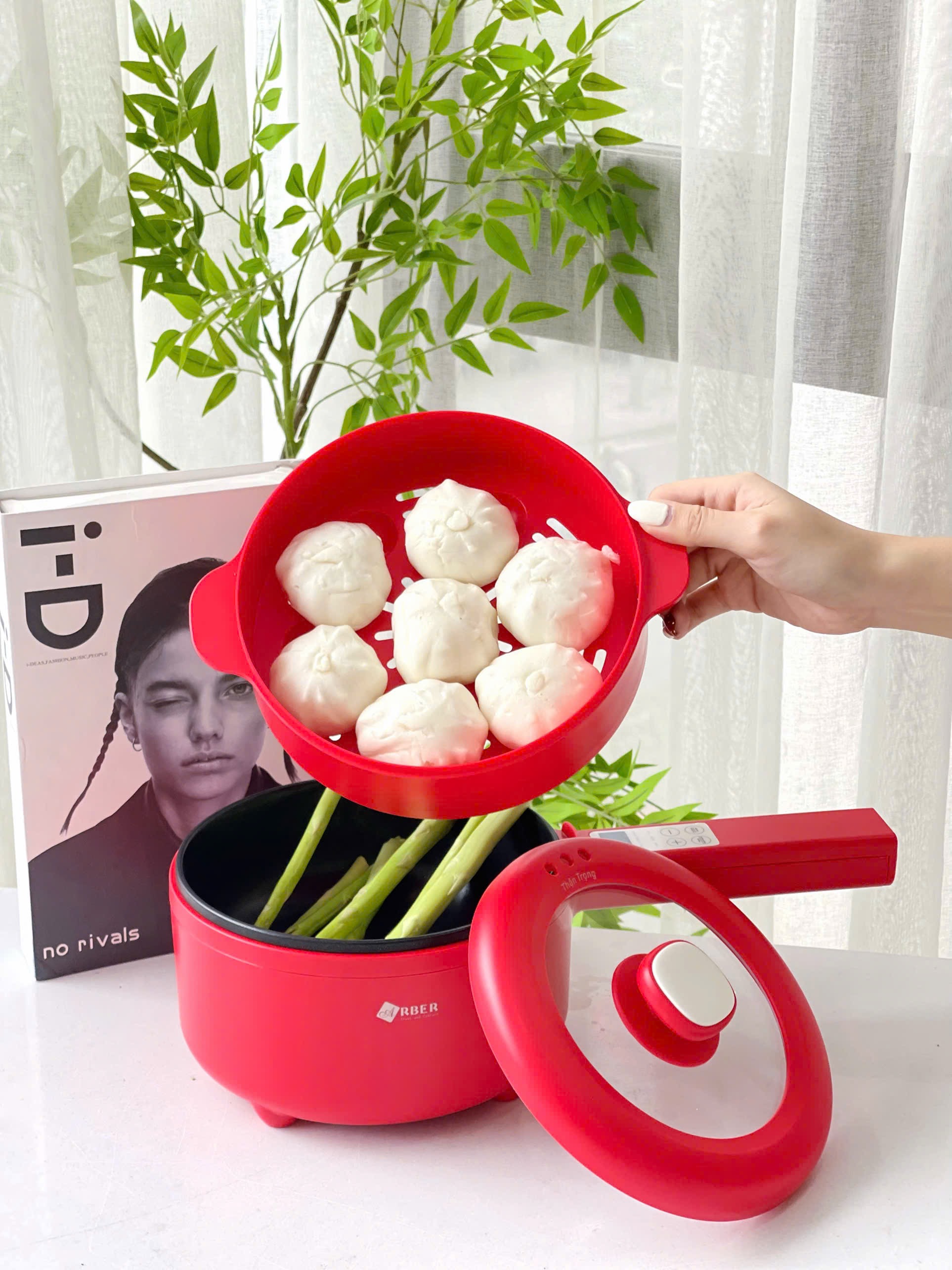 Nồi Điện Đa Năng Arber DN08 Màu Đỏ 1.6 Lít