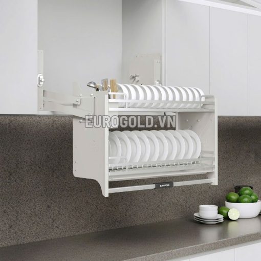 Giá bát nâng hạ Eurogold EVI170W (EVI970LW) - Inox 304 Nan dẹt - Trắng