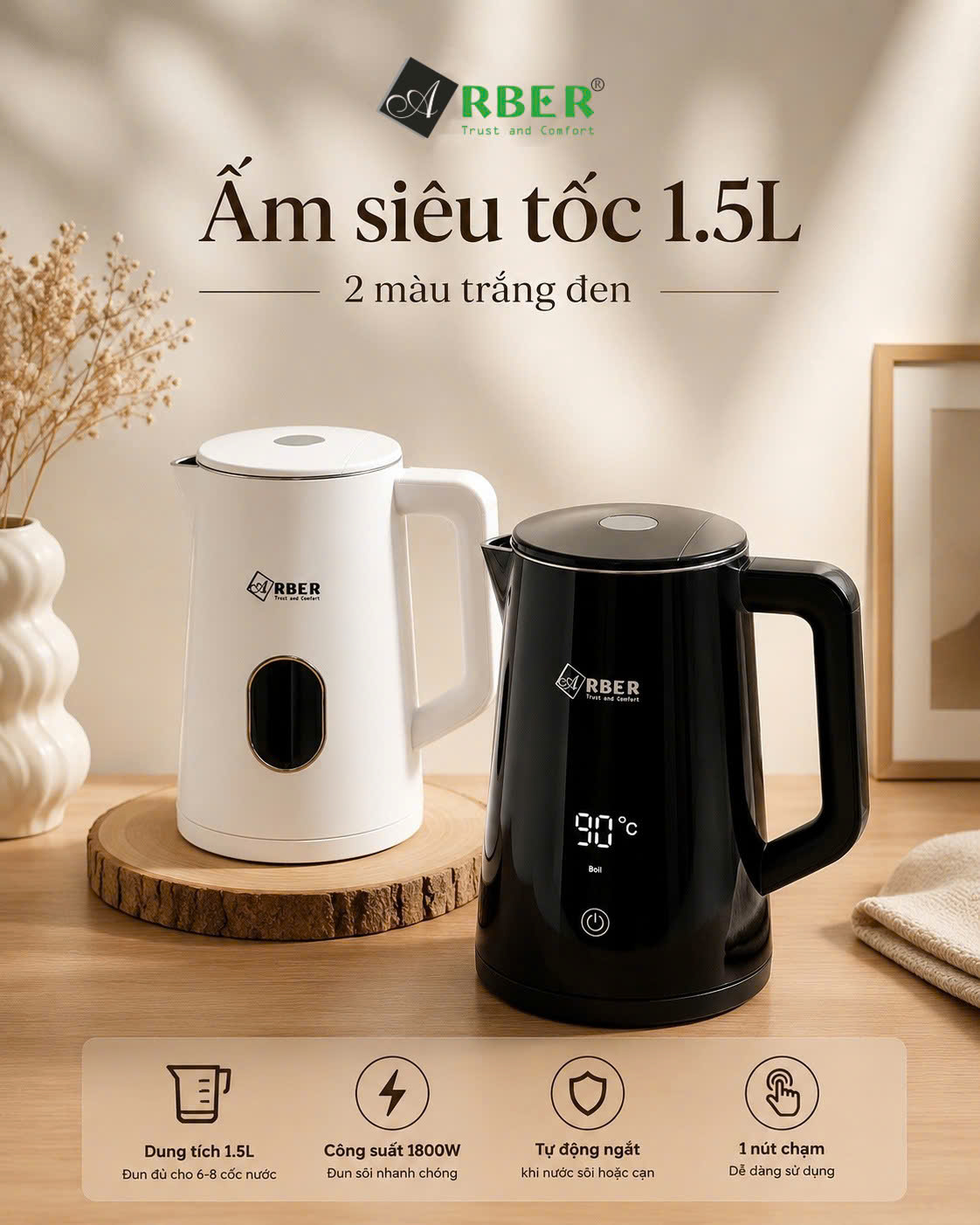 Ấm Siêu Tốc Arber AST1.5A 1.5 Lít