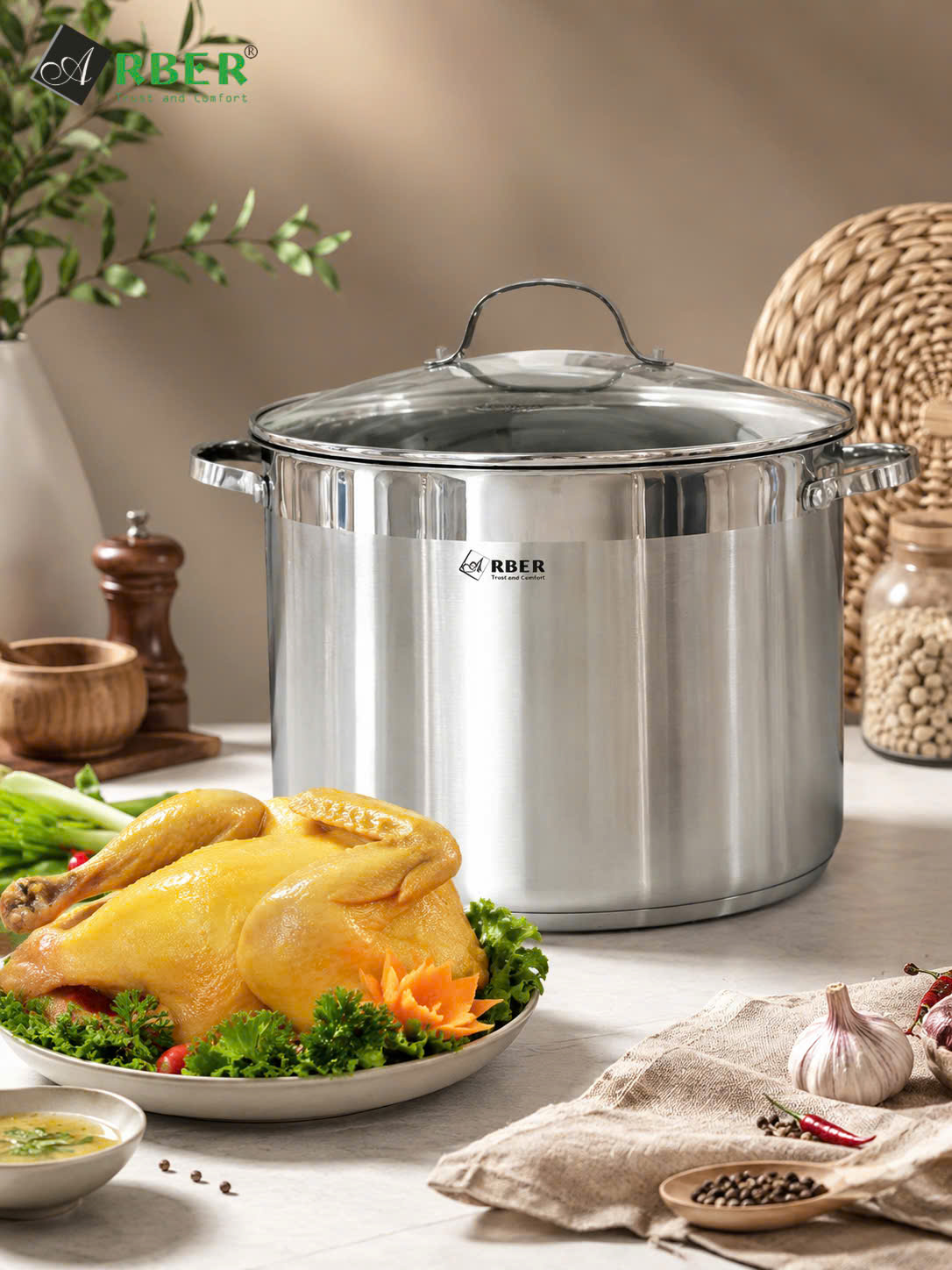 Nồi Luộc Gà Arber AN-LG30CC Inox 30cm