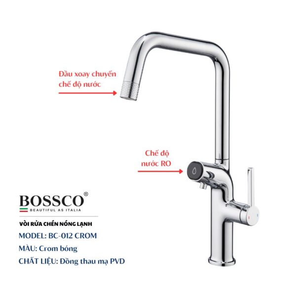 Vòi rửa chén nóng lạnh BOSSCO BC-012 Crom