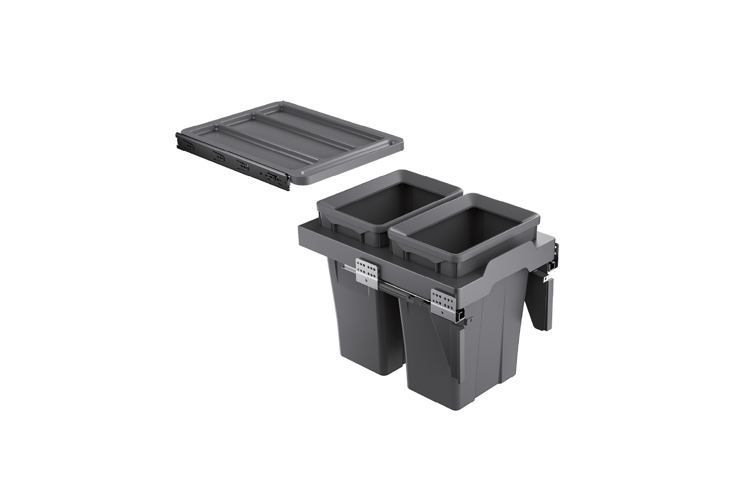 Thùng rác đôi cánh kéo âm tủ GrandX XW.D30-1 24L cao cấp