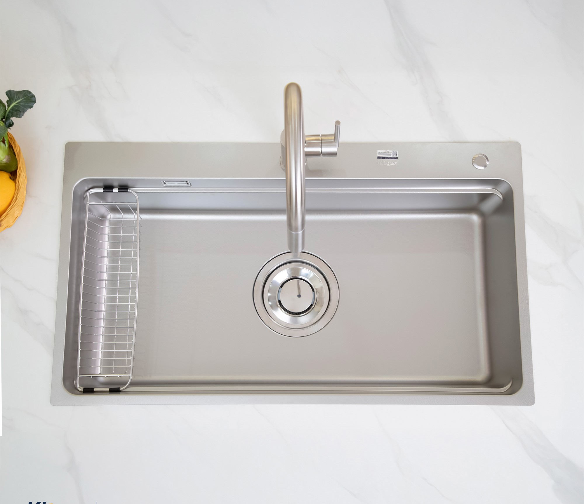 Chậu rửa bát Kluger KF8850FS Basic – Chậu inox Linen 1 hố hiện đại