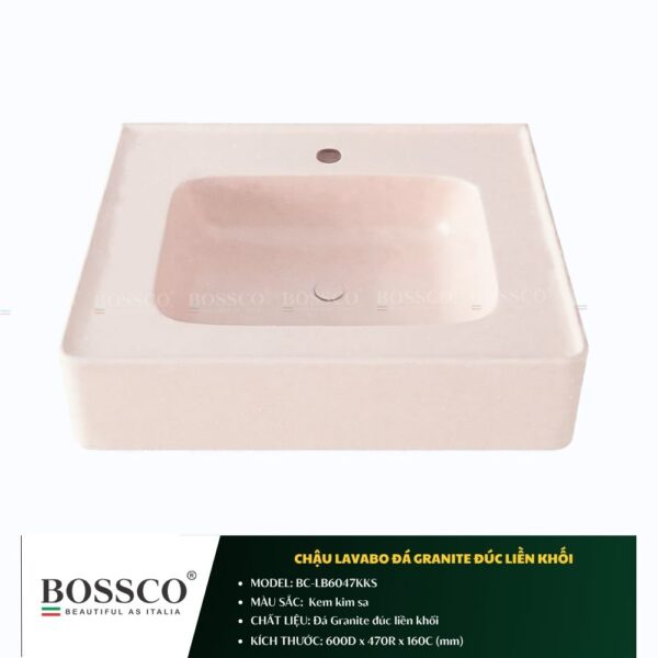 Chậu Lavabo Đá Granite Đúc Liền Khối BOSSCO BC-LB6047KKS