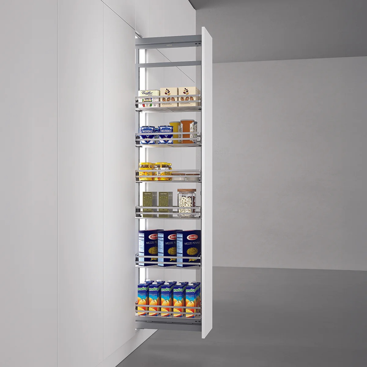 Rổ tủ đồ khô cánh kéo Hafele DOLCE 548.65.005 | Inox 304 cao cấp