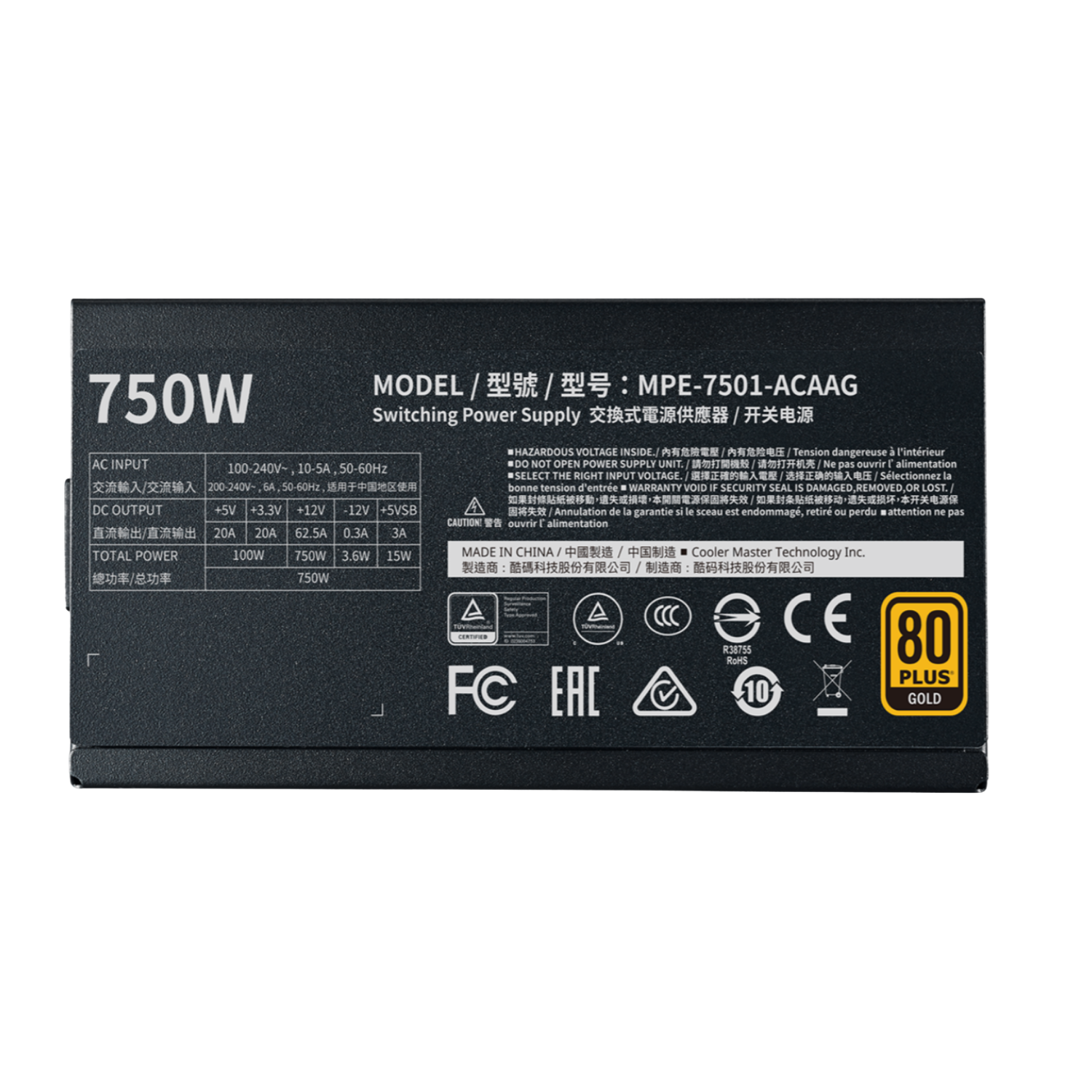 Nguồn Cooler master MWE GOLD 750 - 750W V2 Fully modular (MPE-7501-AFAAG-EU)