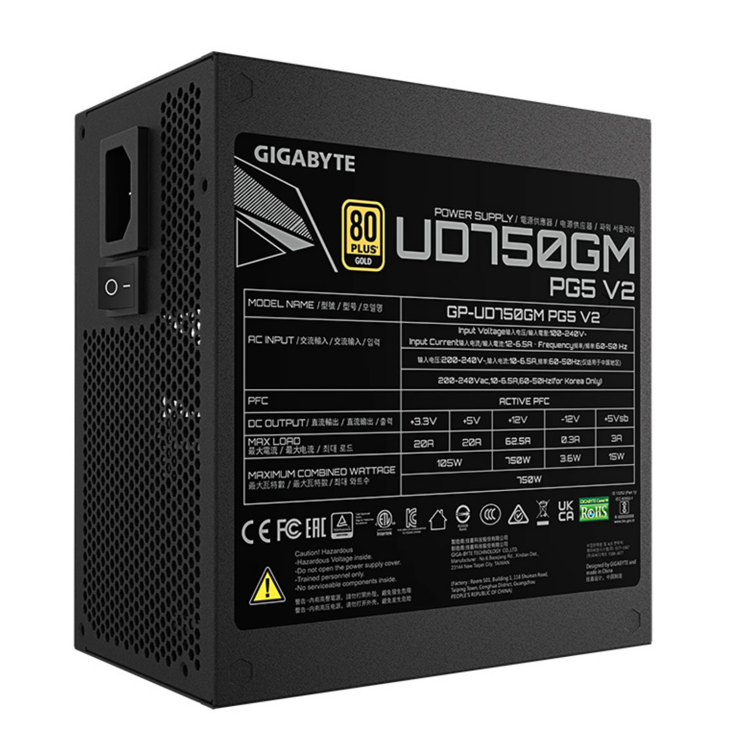 Nguồn Gigabyte GP-UD750GM PG5 V2 750W (80 Plus Gold/ Full modular/Màu đen)