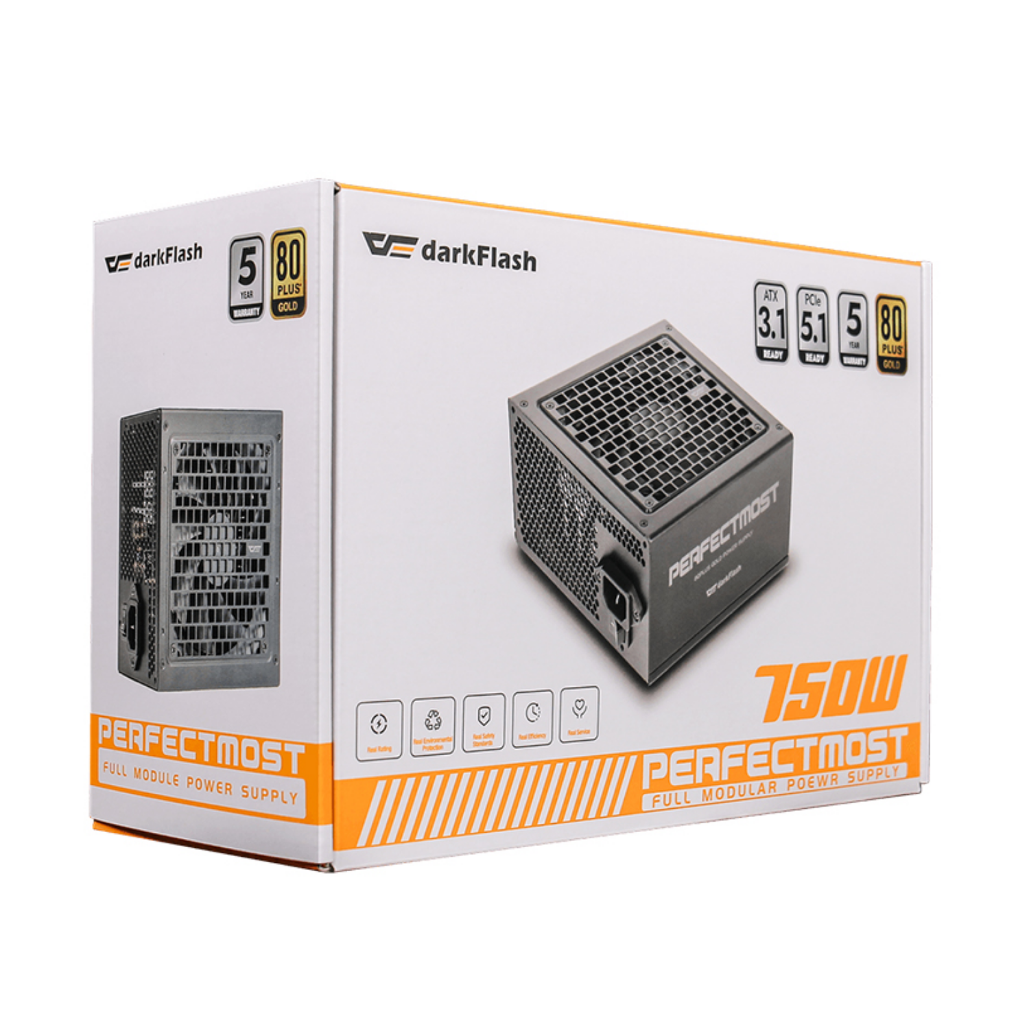 Nguồn máy tính Dark Flash PMT750 - 750W (ATX 3.1, PCIe 5.1 80 Plus Gold - Full Modul)