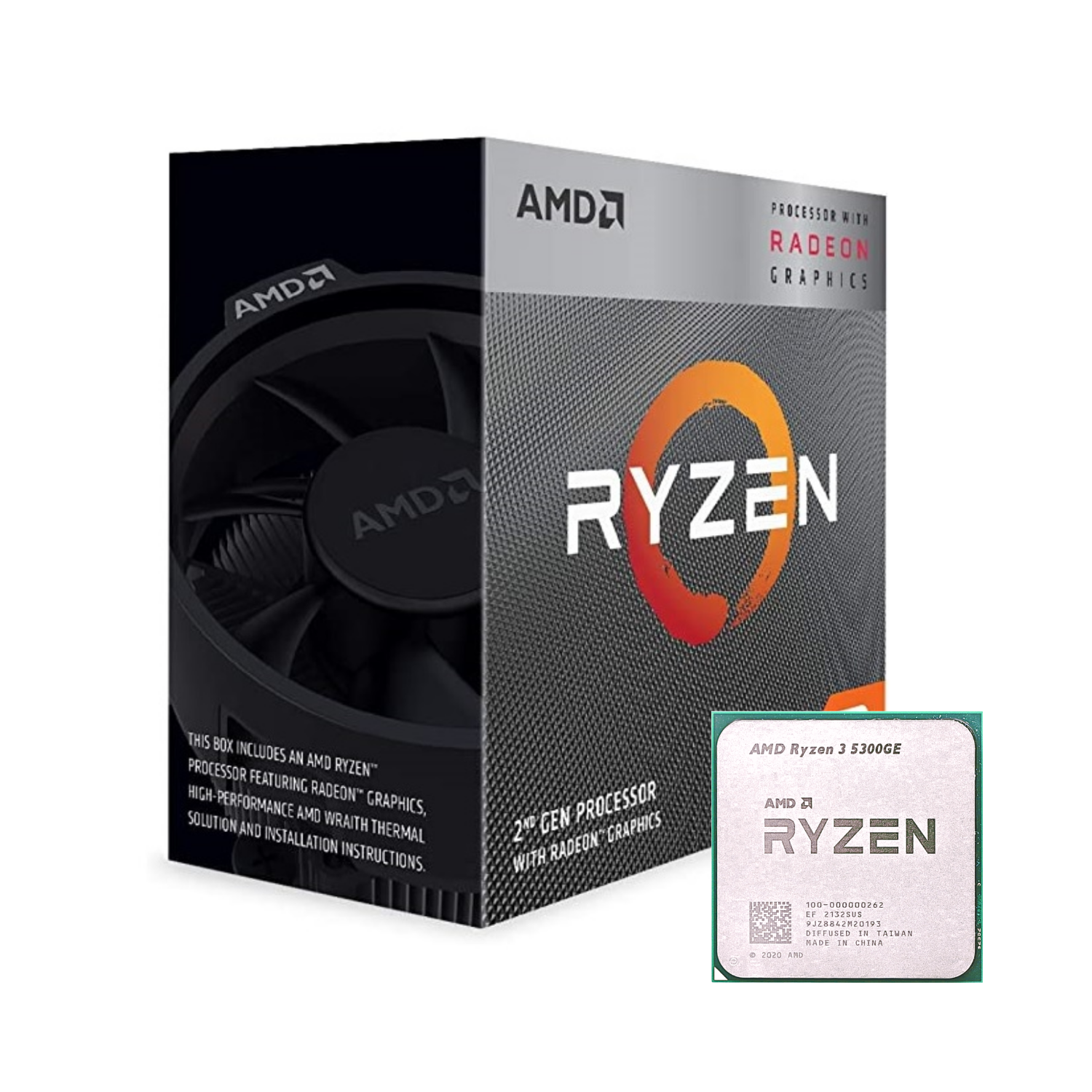 CPU AMD Ryzen 3 5300GE (AMD AM4 - 4 Core - 8 Thread - Base 3.6GHz - Turbo 4.2GHz - Cache 10MB) - Tray / Box
