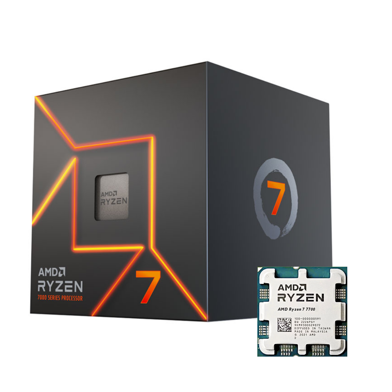 CPU AMD Ryzen 7 7700 (AMD AM5 - 8 Core - 16 Thread - Base 3.8GHz - Turbo 5.3GHz - Cache 40MB) - Tray / Box