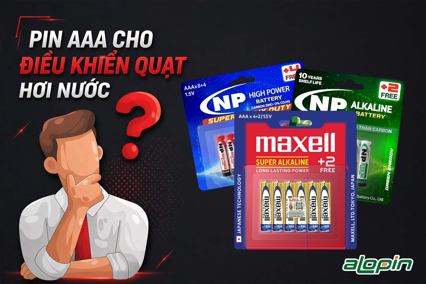 Pin AAA Cho Điều Khiển Quạt Hơi Nước