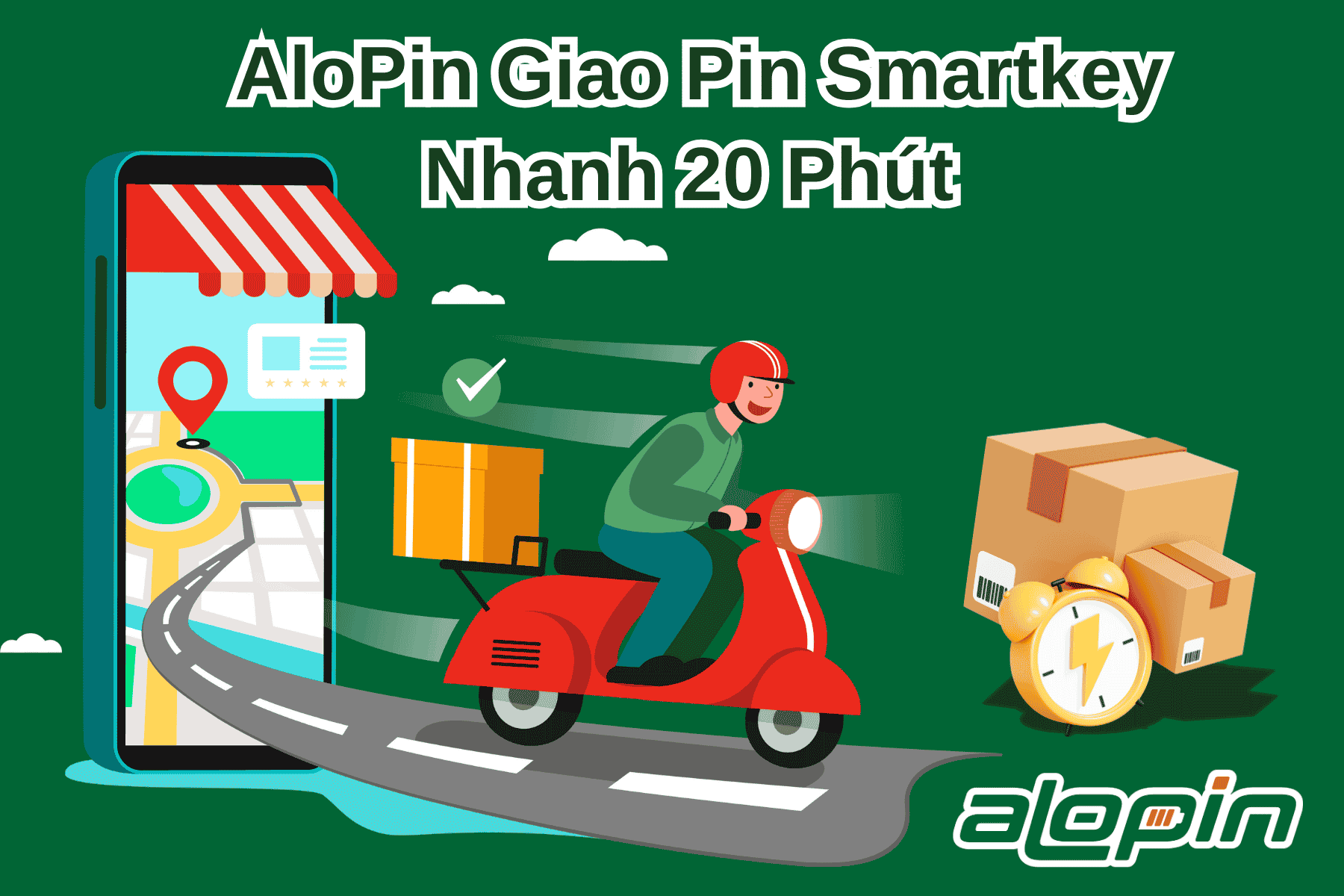 AloPin Giao Pin Smartkey Nhanh 20 Phút
