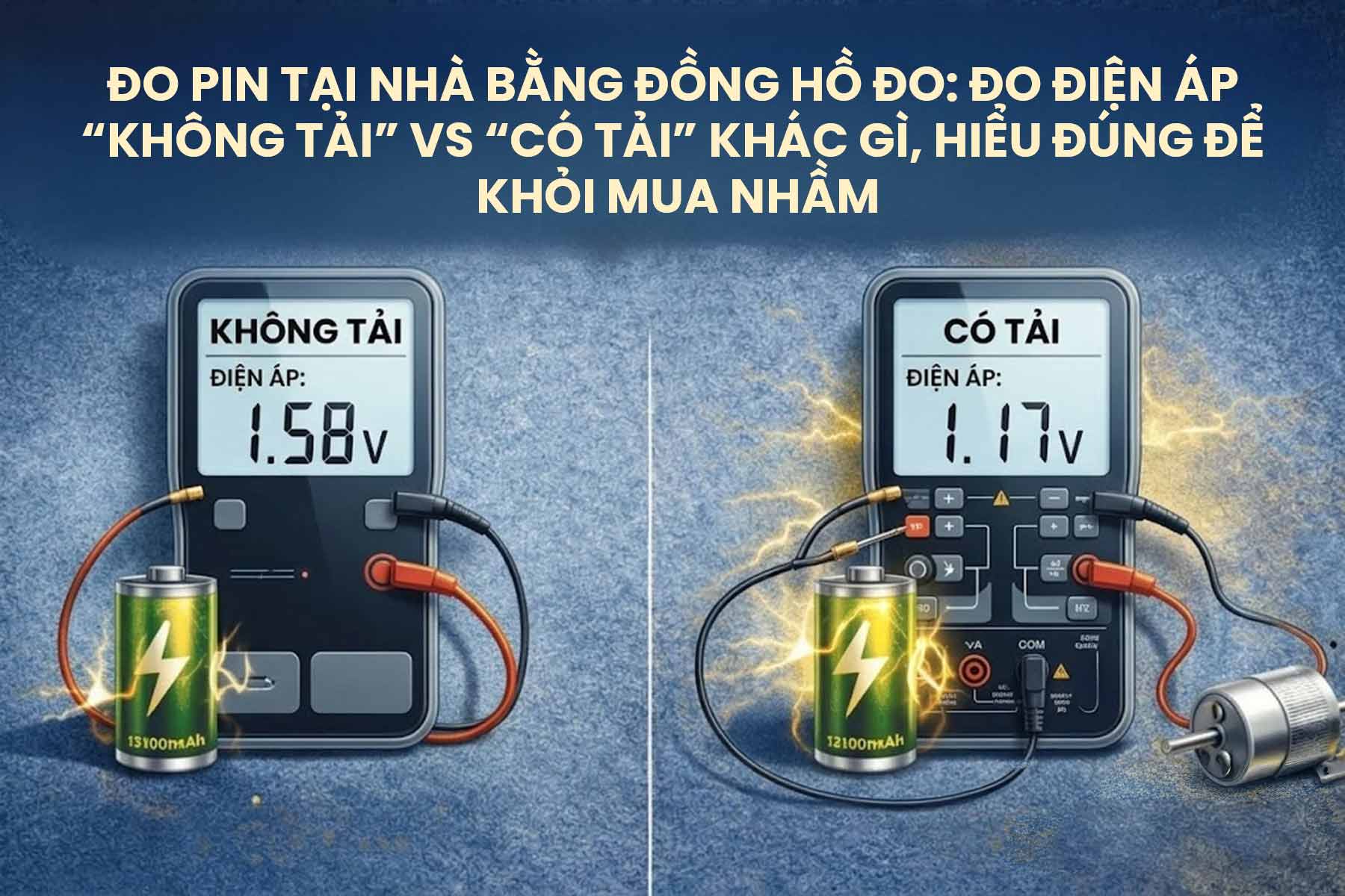 Đo Pin Tại Nhà Bằng Đồng Hồ Đo: Đo Điện Áp “Không Tải” Vs “Có Tải” Khác Gì, Hiểu Đúng Để Khỏi Mua Nhầm