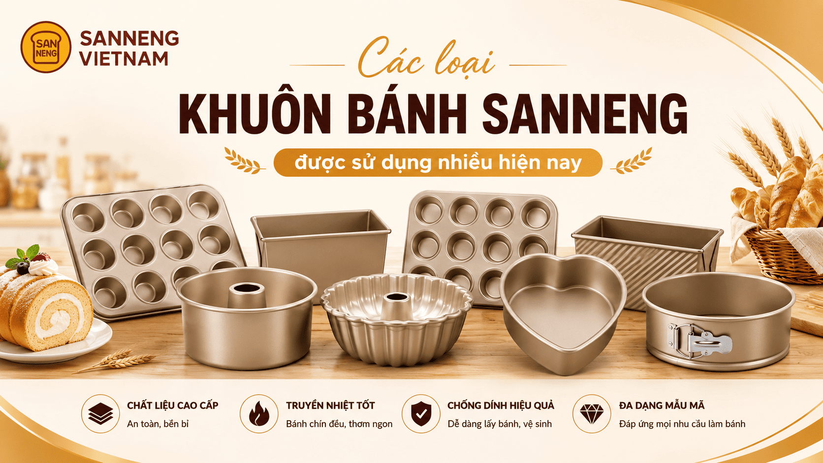 Các loại khuôn bánh Sanneng được sử dụng nhiều hiện nay