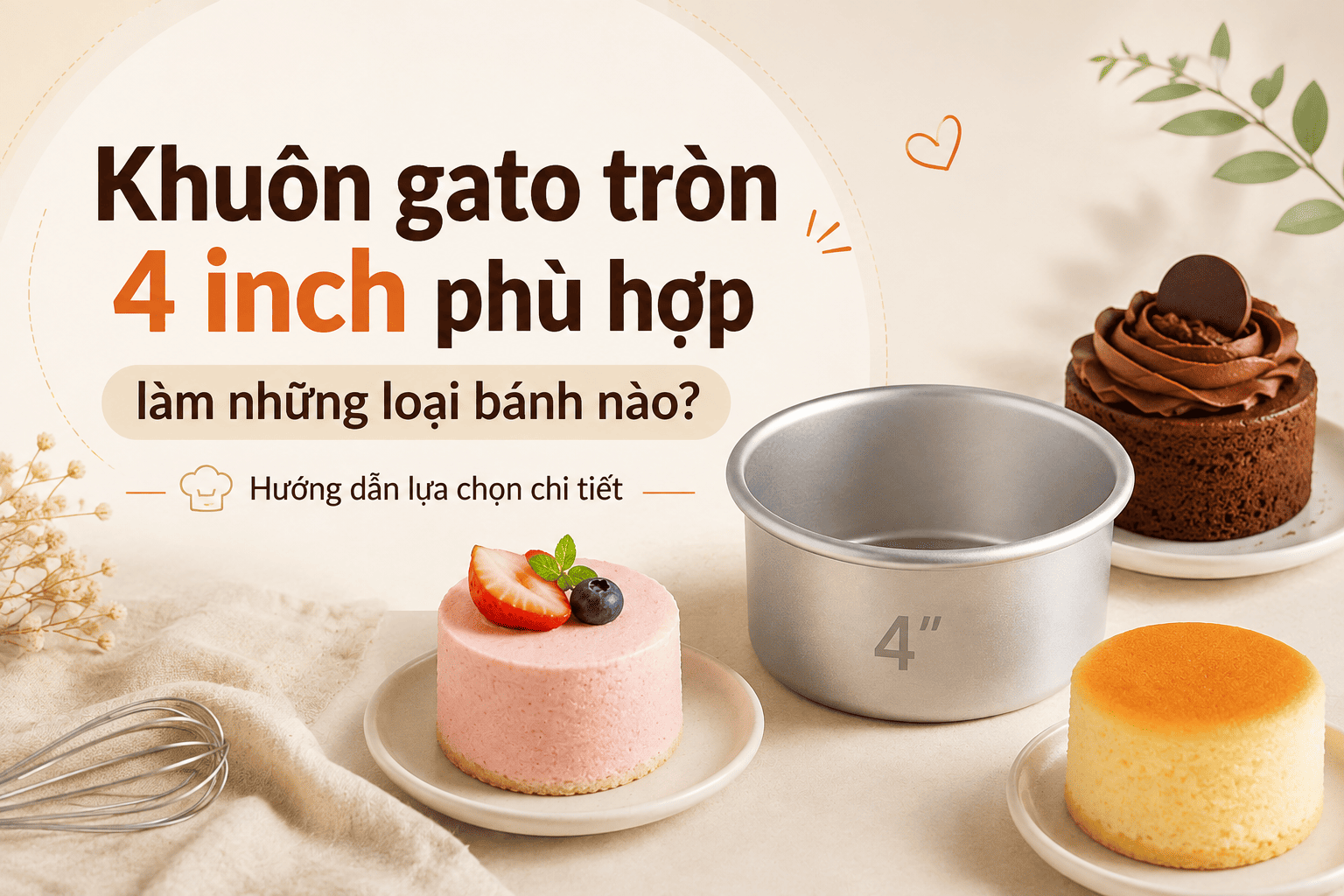 Khuôn gato tròn 4 inch phù hợp làm những loại bánh nào? Hướng dẫn lựa chọn chi tiết