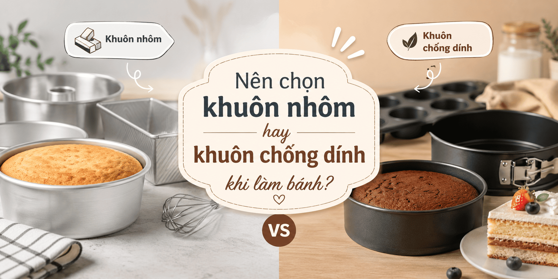 Nên chọn khuôn nhôm hay khuôn chống dính khi làm bánh?